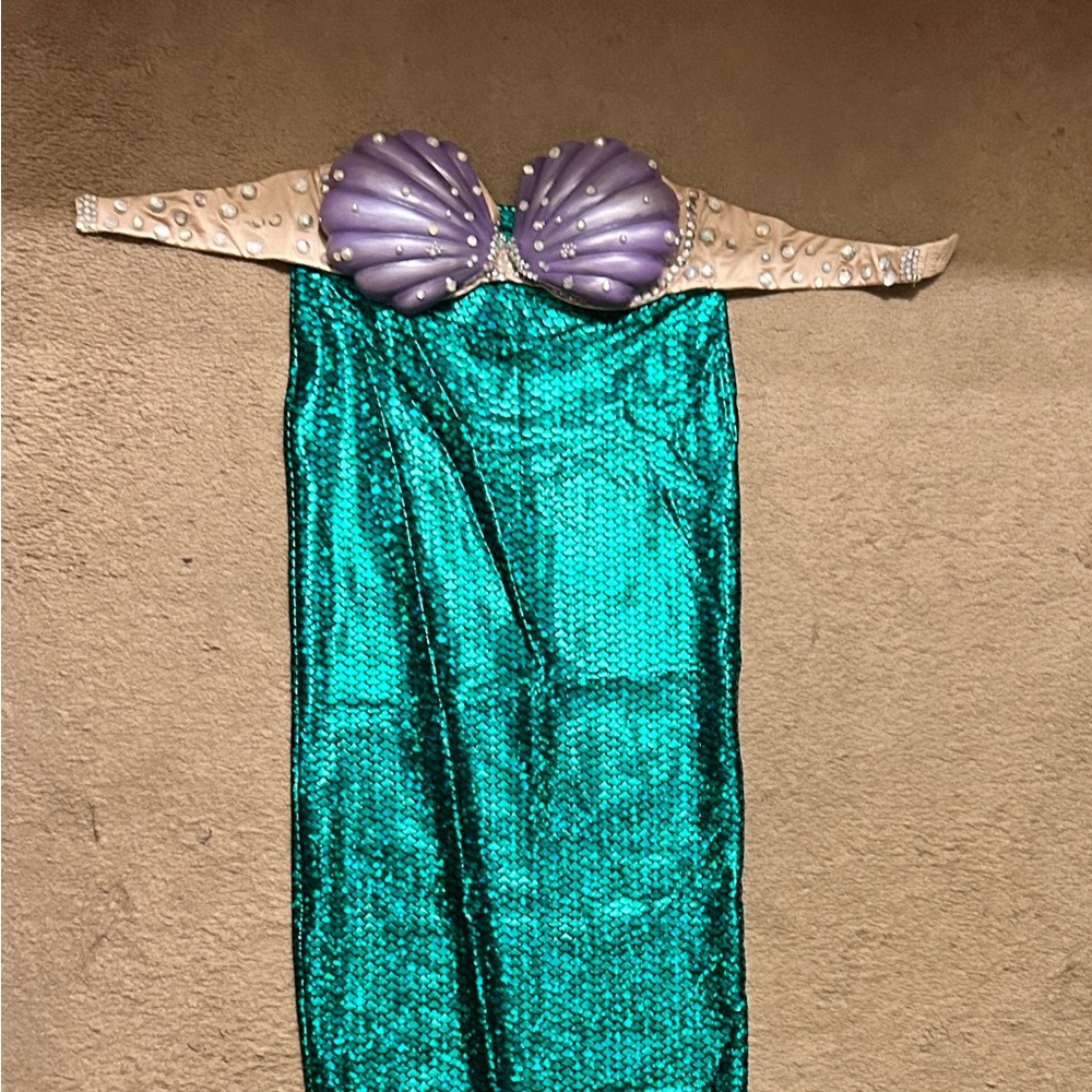 Mermaid-Inspired Costume with Purple and Green Accents